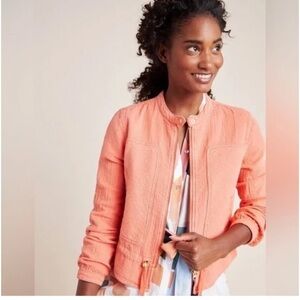 NWT Anthropologie Coral Zip Lightweight Quilted Moto Jacket Size Medium